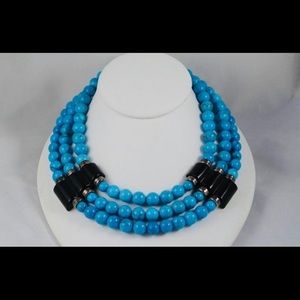 Turquoise Colored Beaded Sterling Silver Necklace